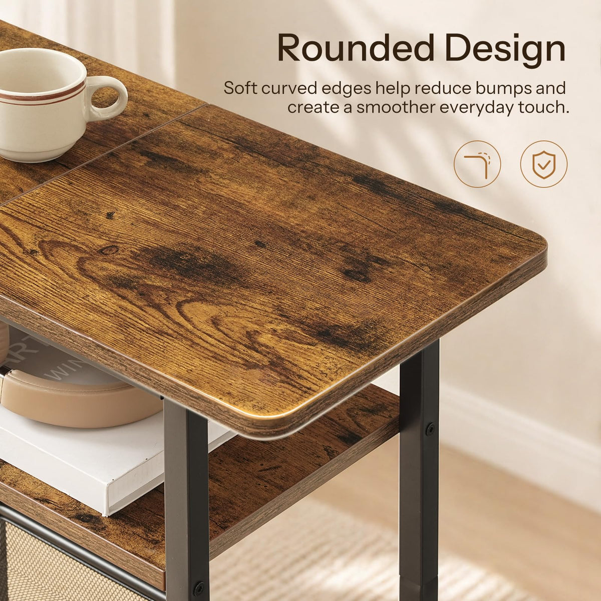 Narrow 3-Tier Side Table with Shelf Y295