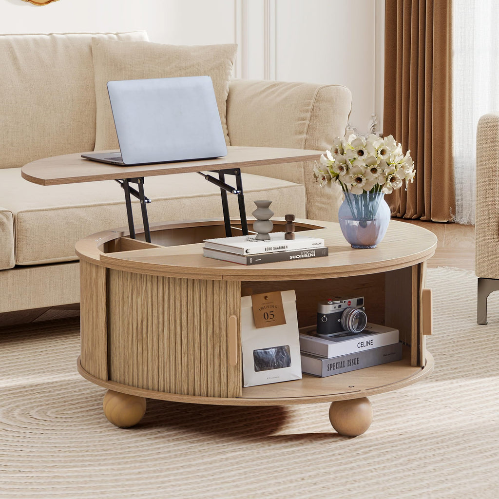 Round Lift Top Coffee Table with Storage S94059