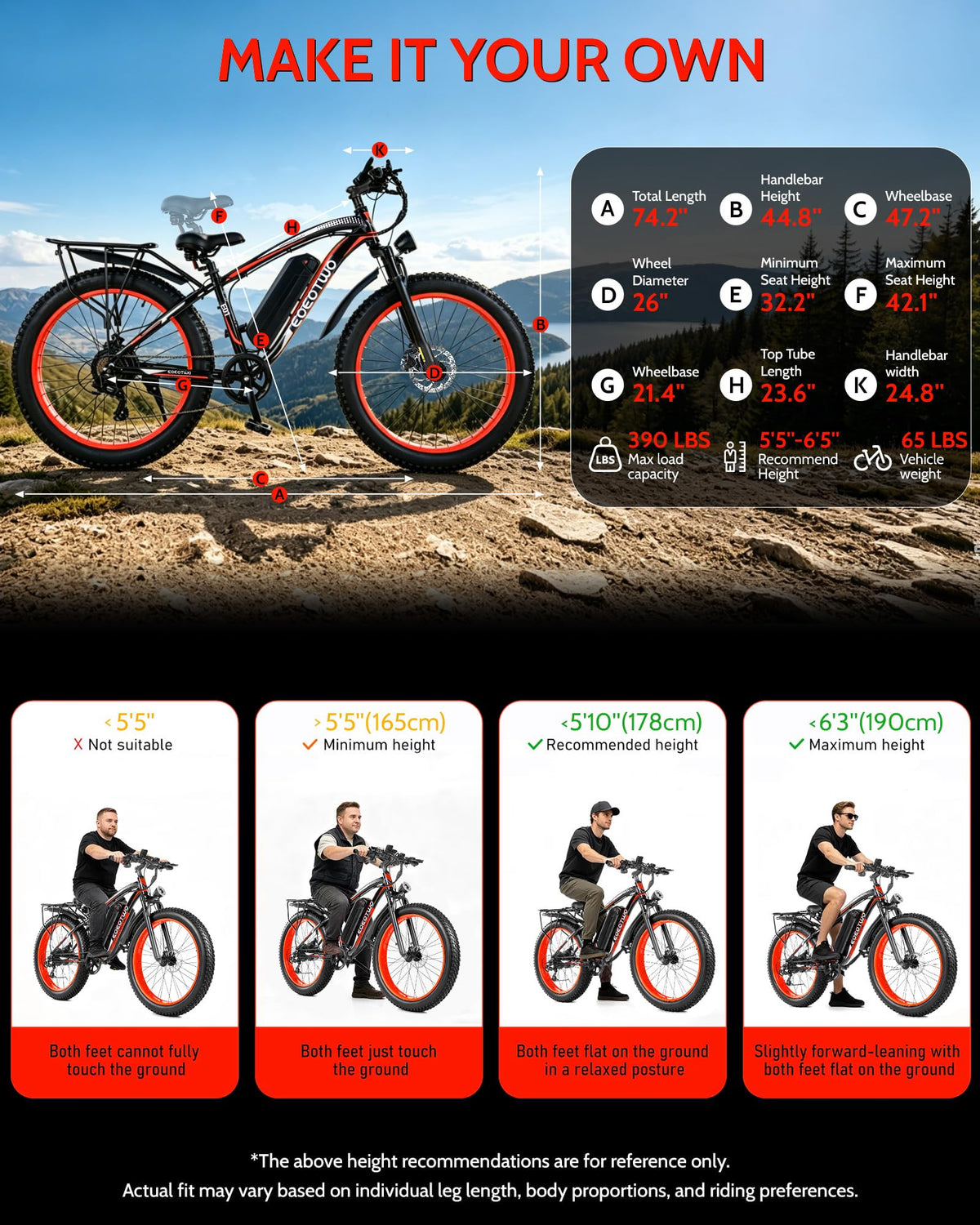 26" Fat Tire Electric Bike O435