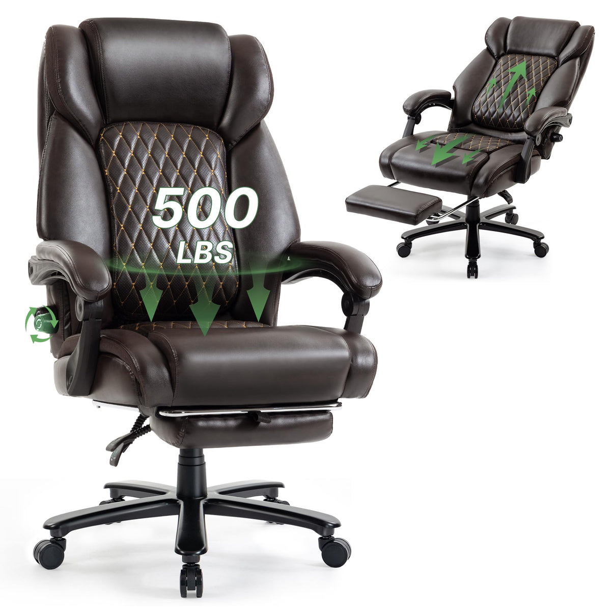 Brown Reclining Executive Office Chair with Footrest X44981