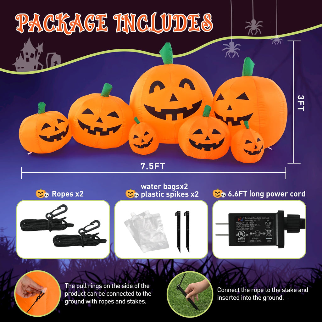 7.5FT Halloween Inflatables Outdoor Decorations Pumpkin B844