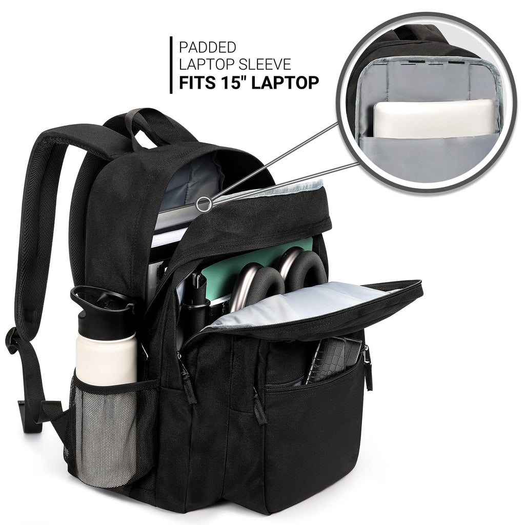 Black 26L Water Resistant Backpack W3372