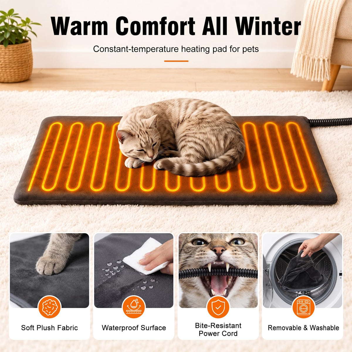 Weatherproof Insulated Heated Cat House with Heating Pad N8738