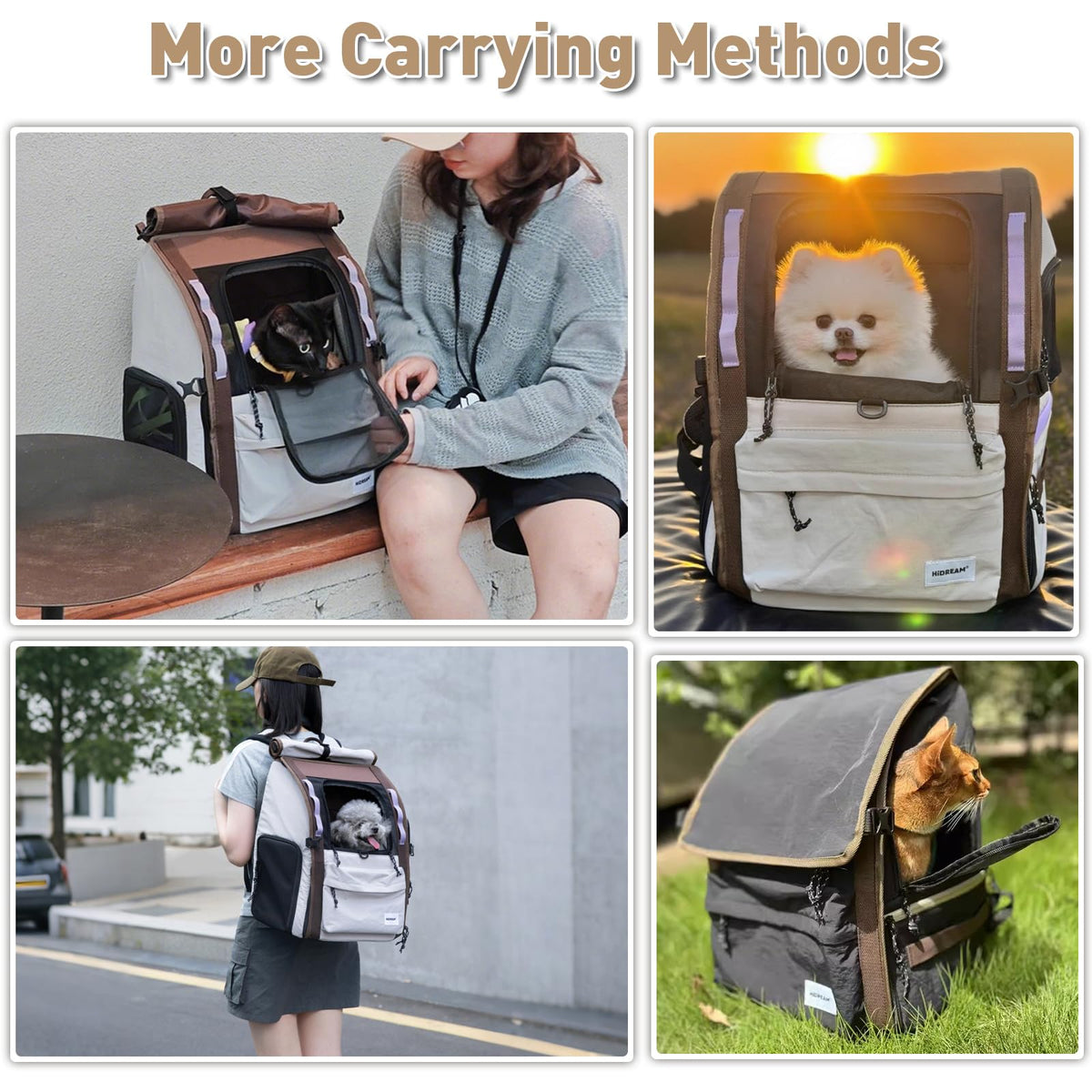 Light Grey Pet Carrier Backpack V4203