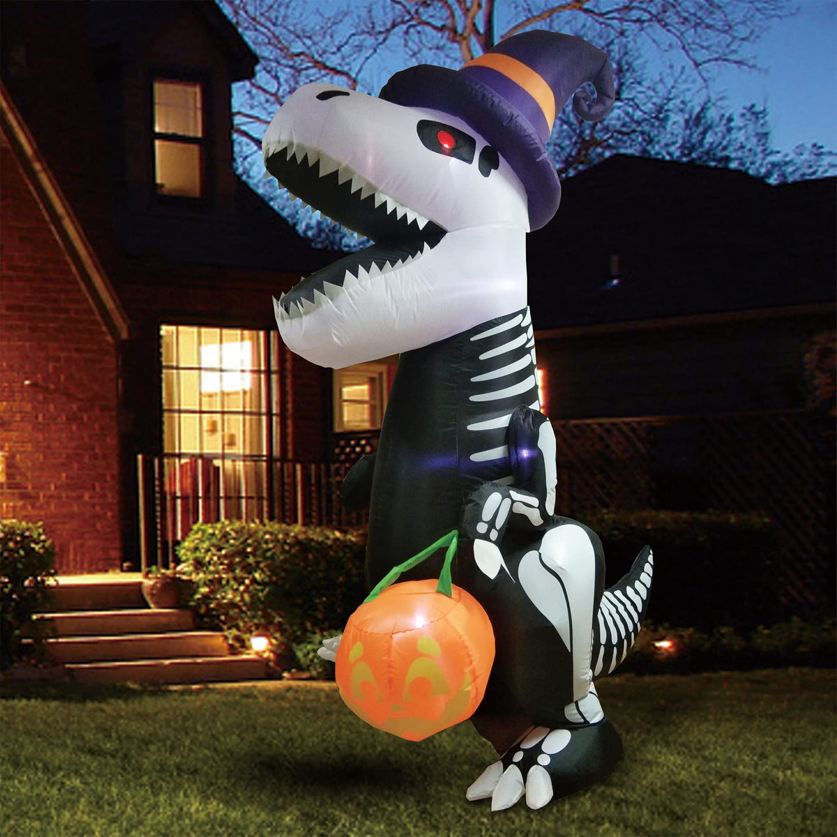 8 FT Inflatable Skeleton Dinosaur with Built-in LEDs T486081