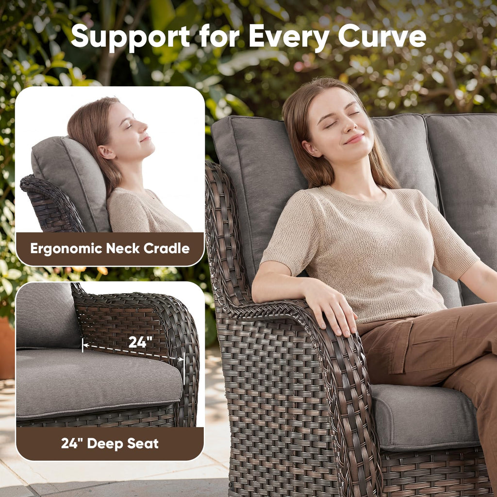 3-Seater PE Wicker Patio Sofa K65597
