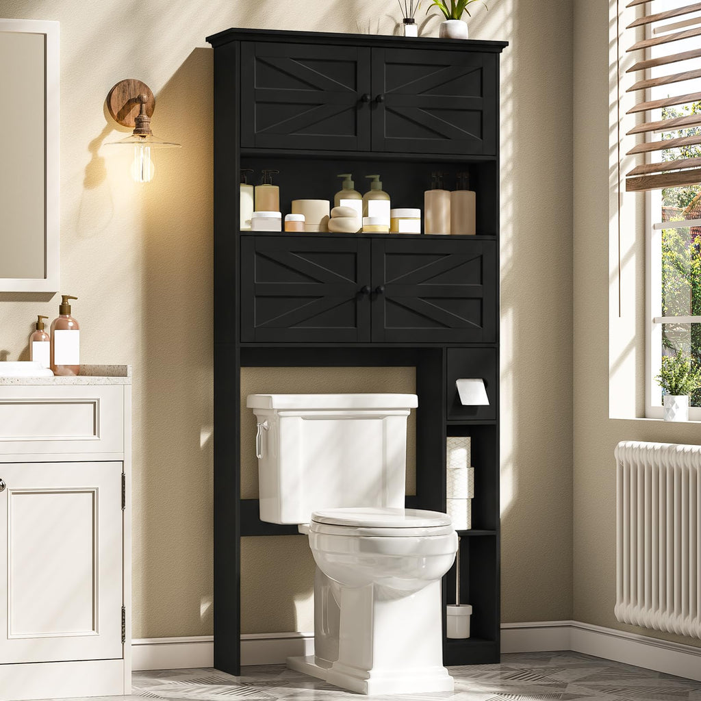 Wooden Over The Toilet Storage Cabinet with Barn Door Y216049