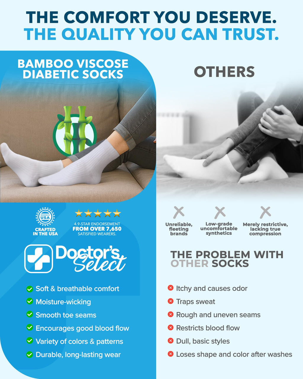 Bamboo Viscose Diabetic Socks 6 Pairs O4332
