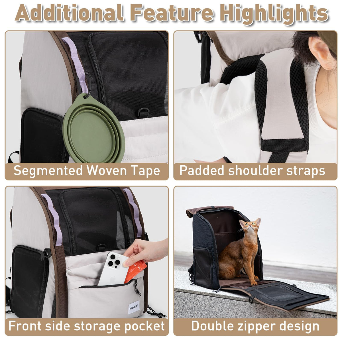 Light Grey Pet Carrier Backpack V4203