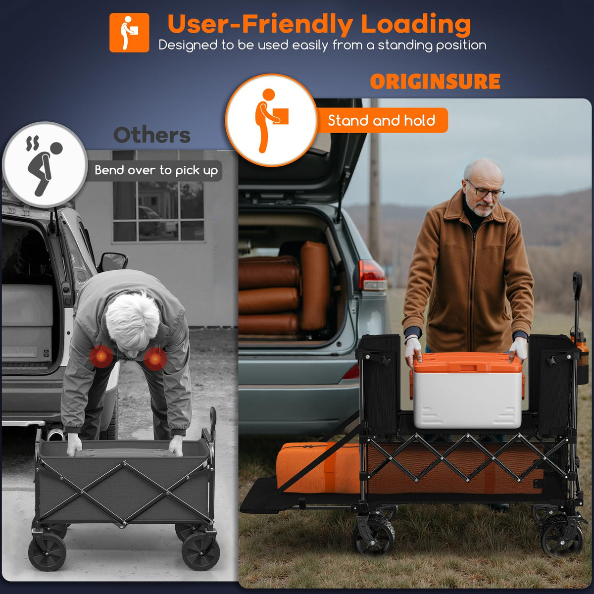 Foldable Double Decker Wagon, 560lbs, Black P11894