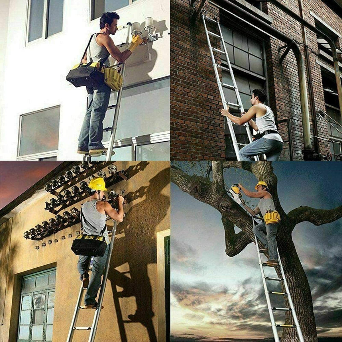20.5FT Aluminum Telescoping Ladder with 2 Detachable Hooks E7158
