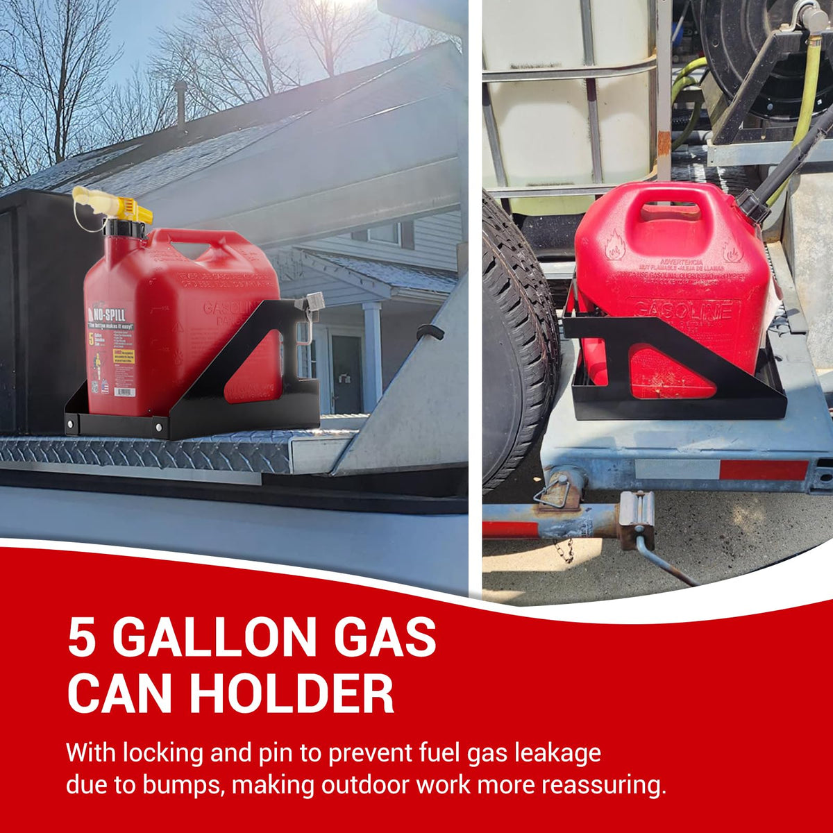 5 Gallon Trailer Gas Can Holder Rack T4084