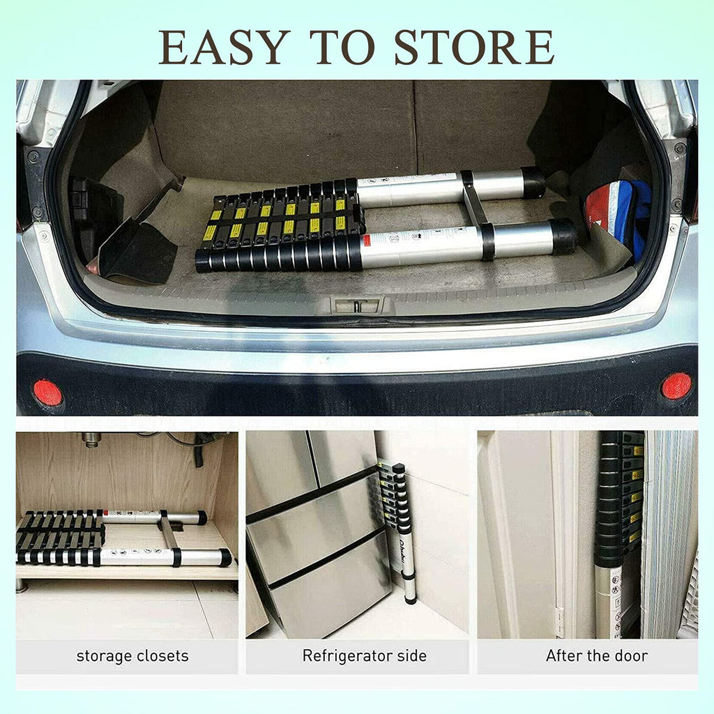 20.5FT Aluminum Telescoping Ladder with 2 Detachable Hooks E7158