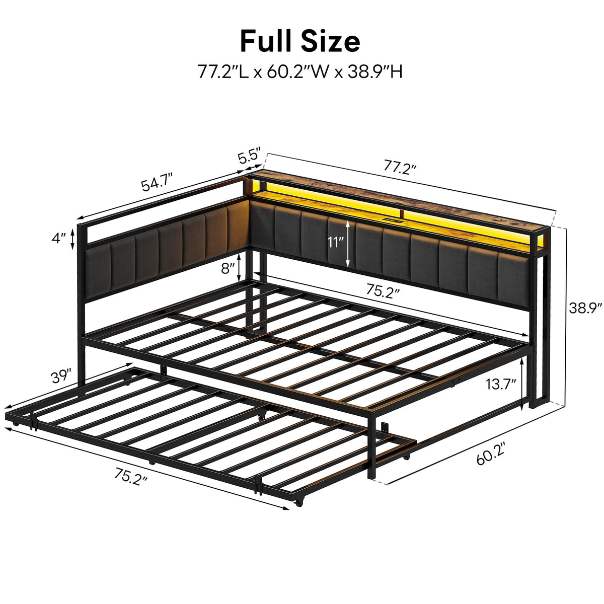 Black Full Daybed with Trundle U31543