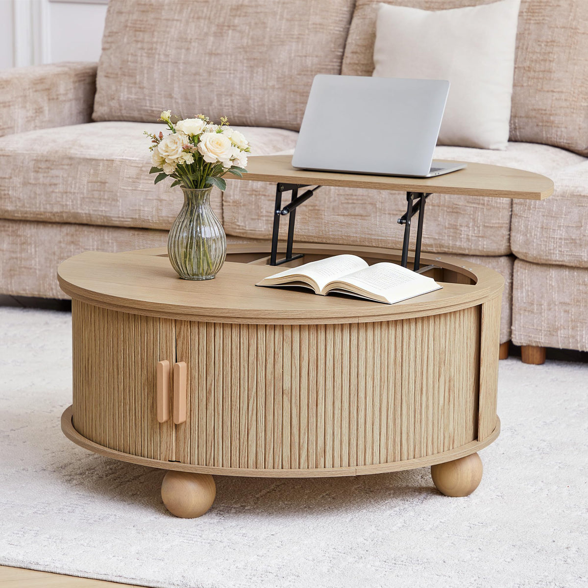 Round Lift Top Coffee Table with Storage S94059