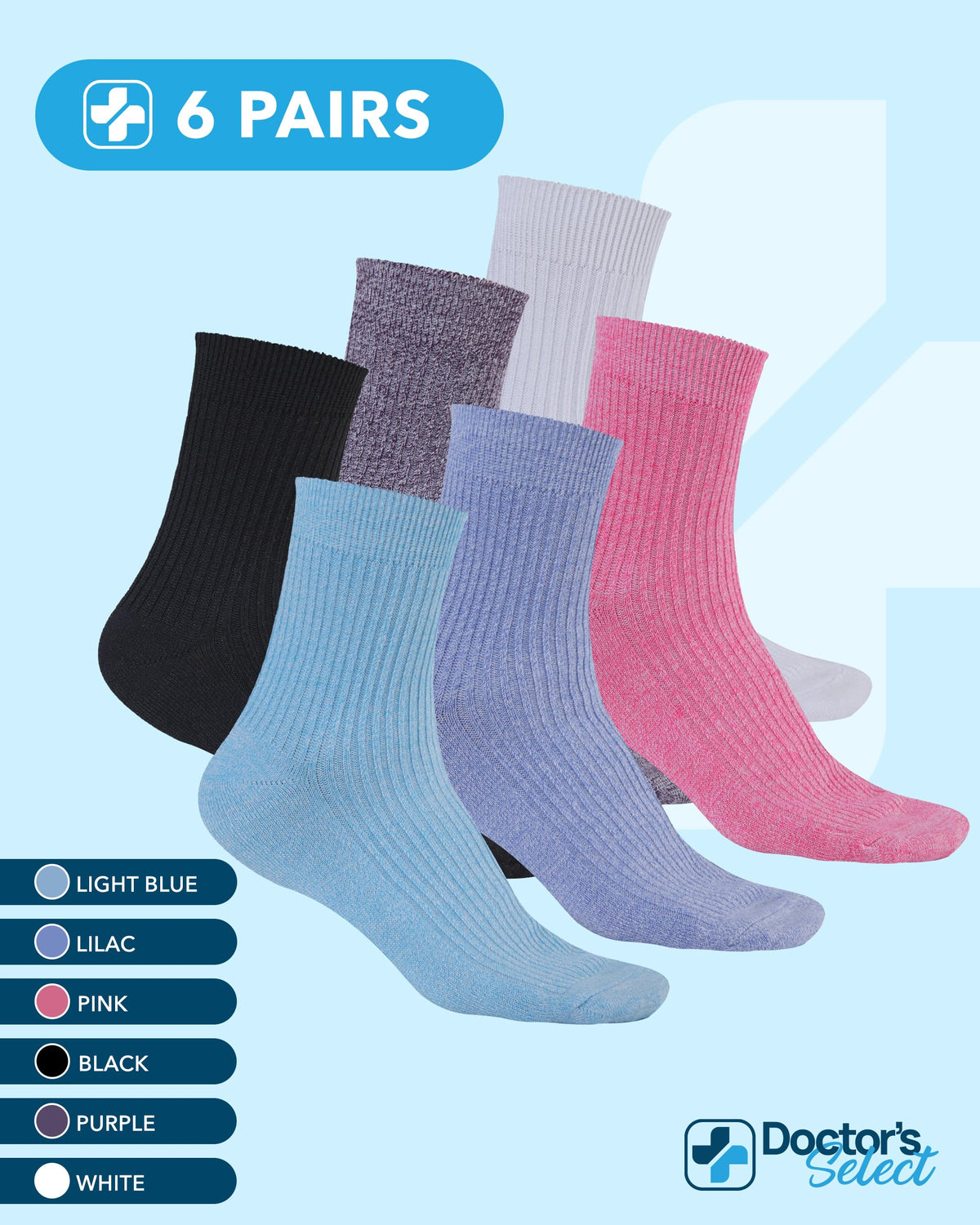 Bamboo Viscose Diabetic Socks 6 Pairs O4332