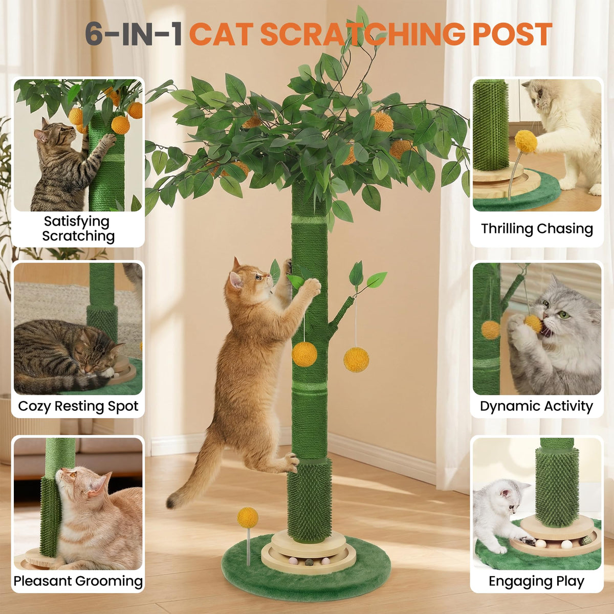 46" Extra Tall Sisal Rope Cat Scratching Post K14891