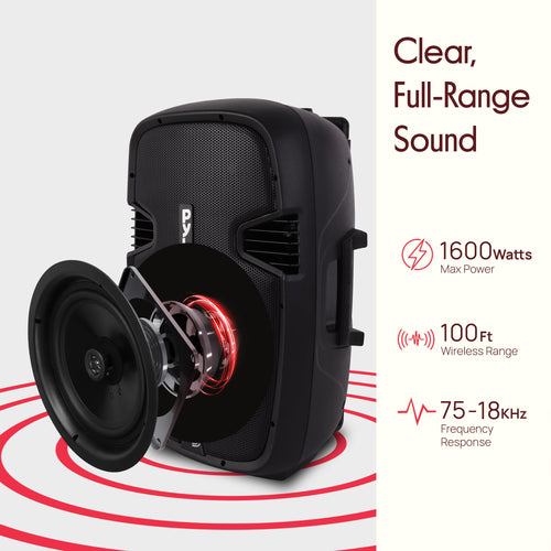 15-Inch Portable PA Speaker System with 2 UHF Microphones V631