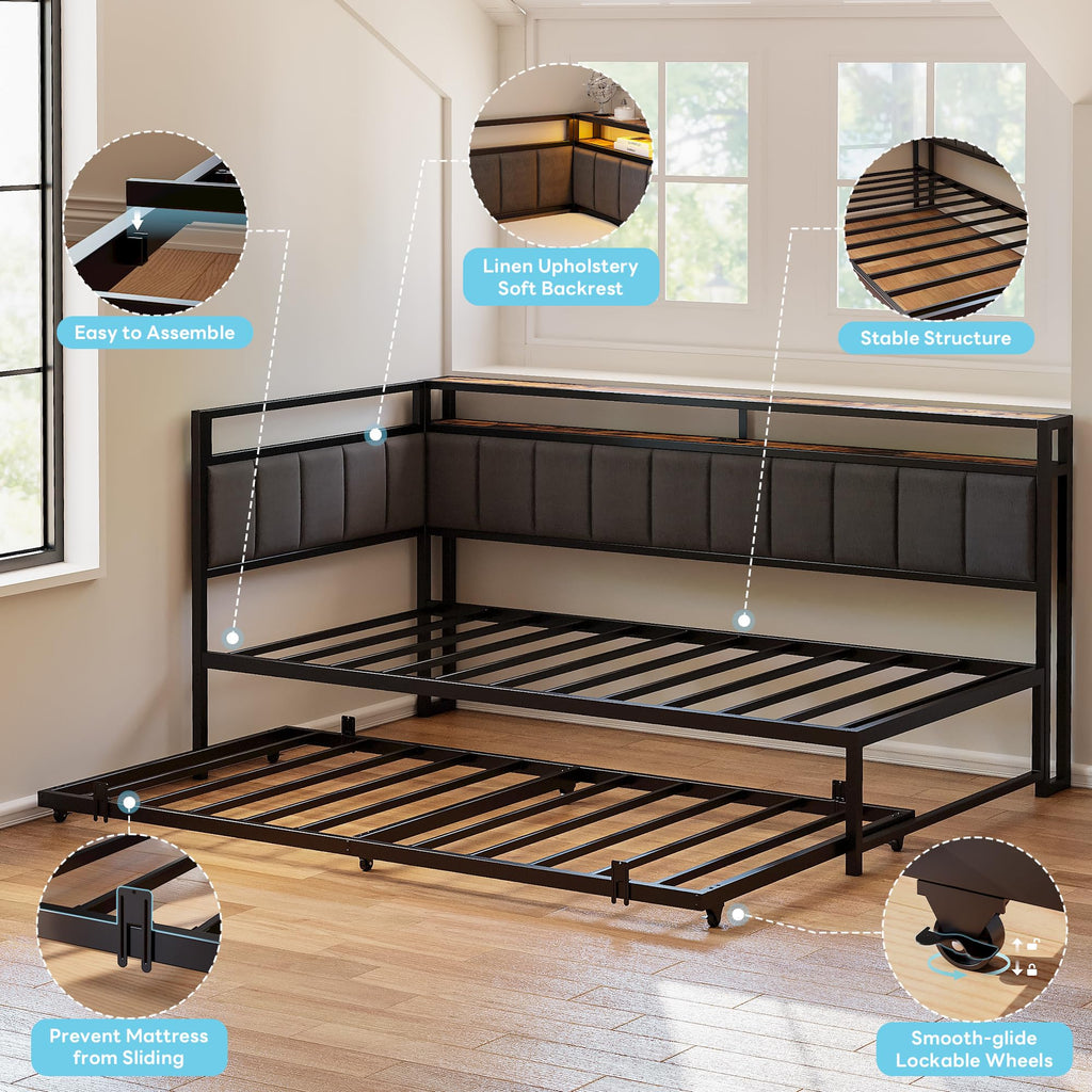 Black Full Daybed with Trundle U31543