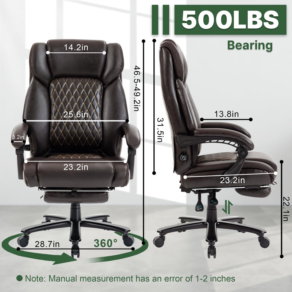 Brown Reclining Executive Office Chair with Footrest X44981