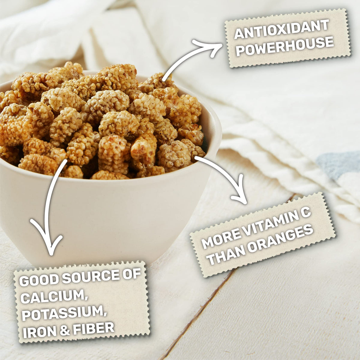 Organic Dried White Mulberries 15 OZ D32479