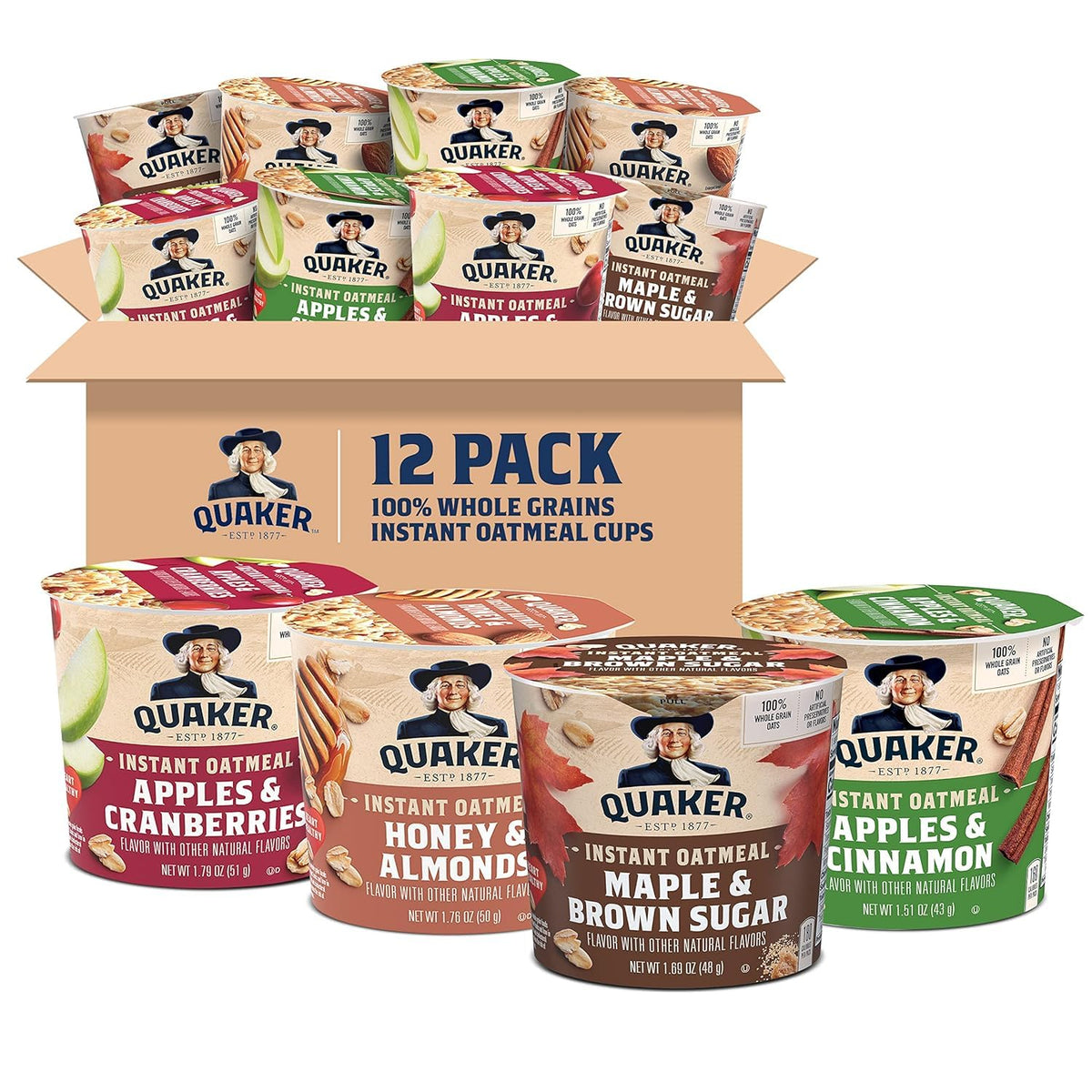 Instant Oatmeal 4 Flavor Variety Pack 1.76 Ounce (Pack of 12) A3666