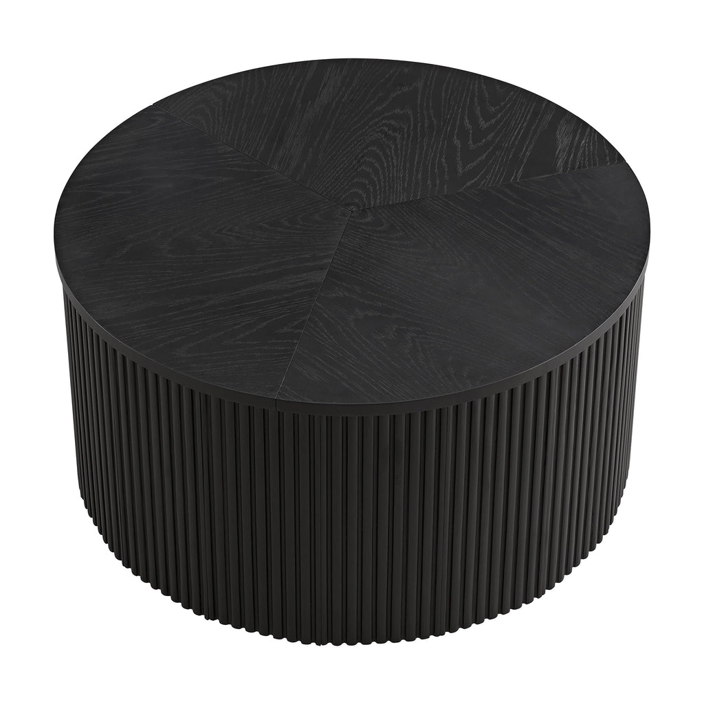 Black Fluted Round Coffee Table T203
