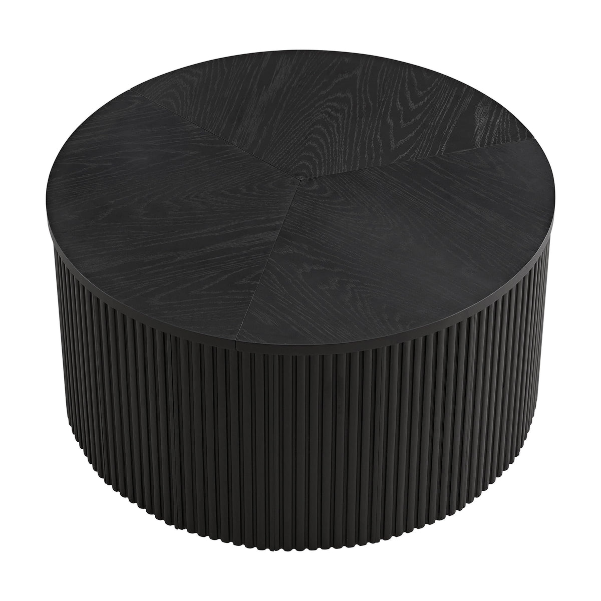Black Fluted Round Coffee Table T203