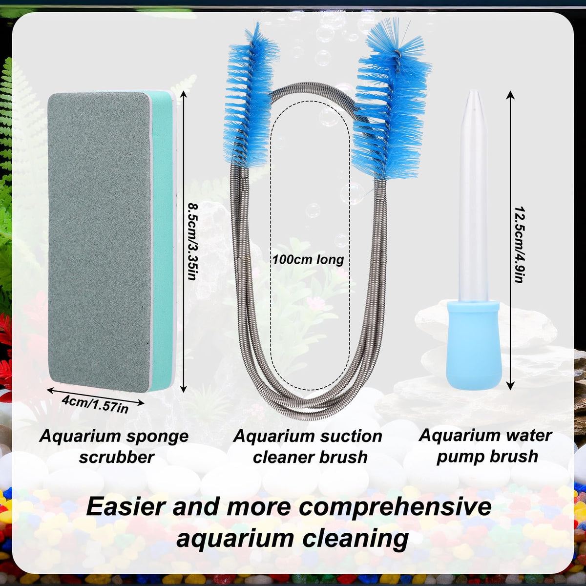 Aquarium Cleaning Tools Kit with Sponge Scrubbers and Brushes T977