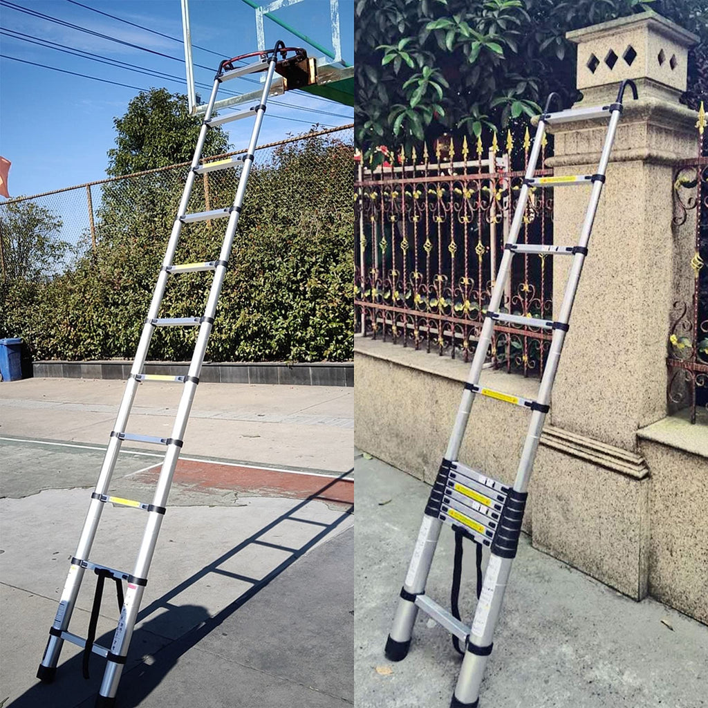 20.5FT Aluminum Telescoping Ladder with 2 Detachable Hooks E7158