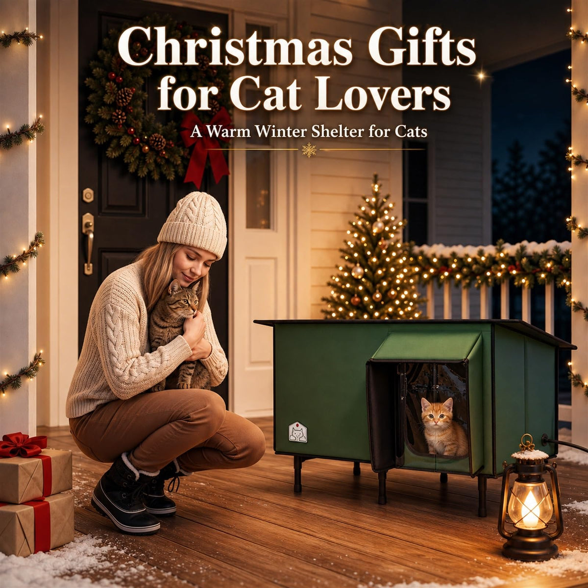 Weatherproof Insulated Heated Cat House with Heating Pad N8738