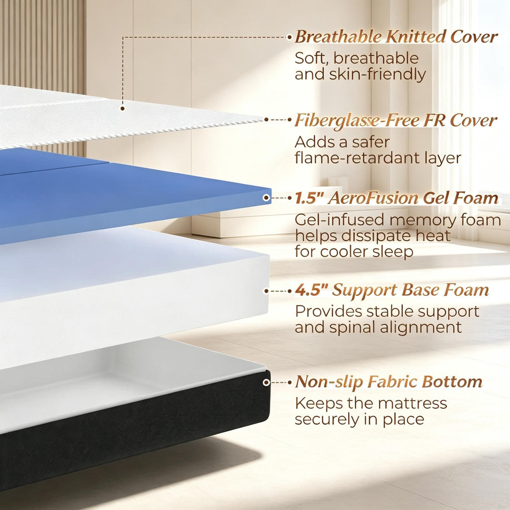 6 Inch Trifold Memory Foam Mattress V959148