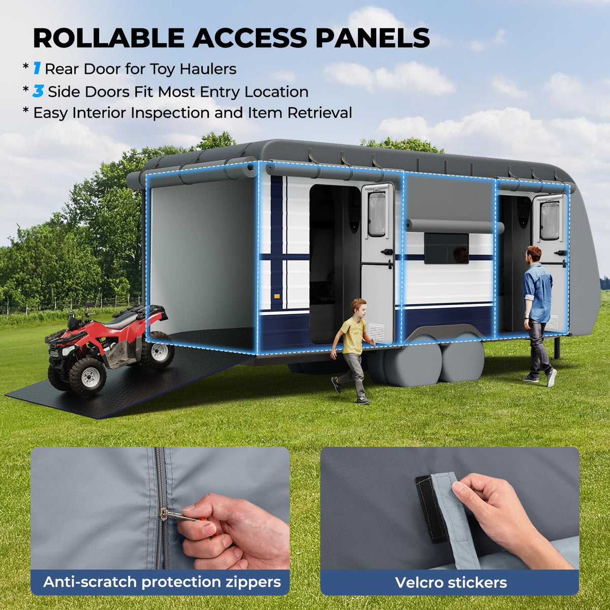 Heavy-Duty 600D Fabric Travel Trailer RV Cover S5960
