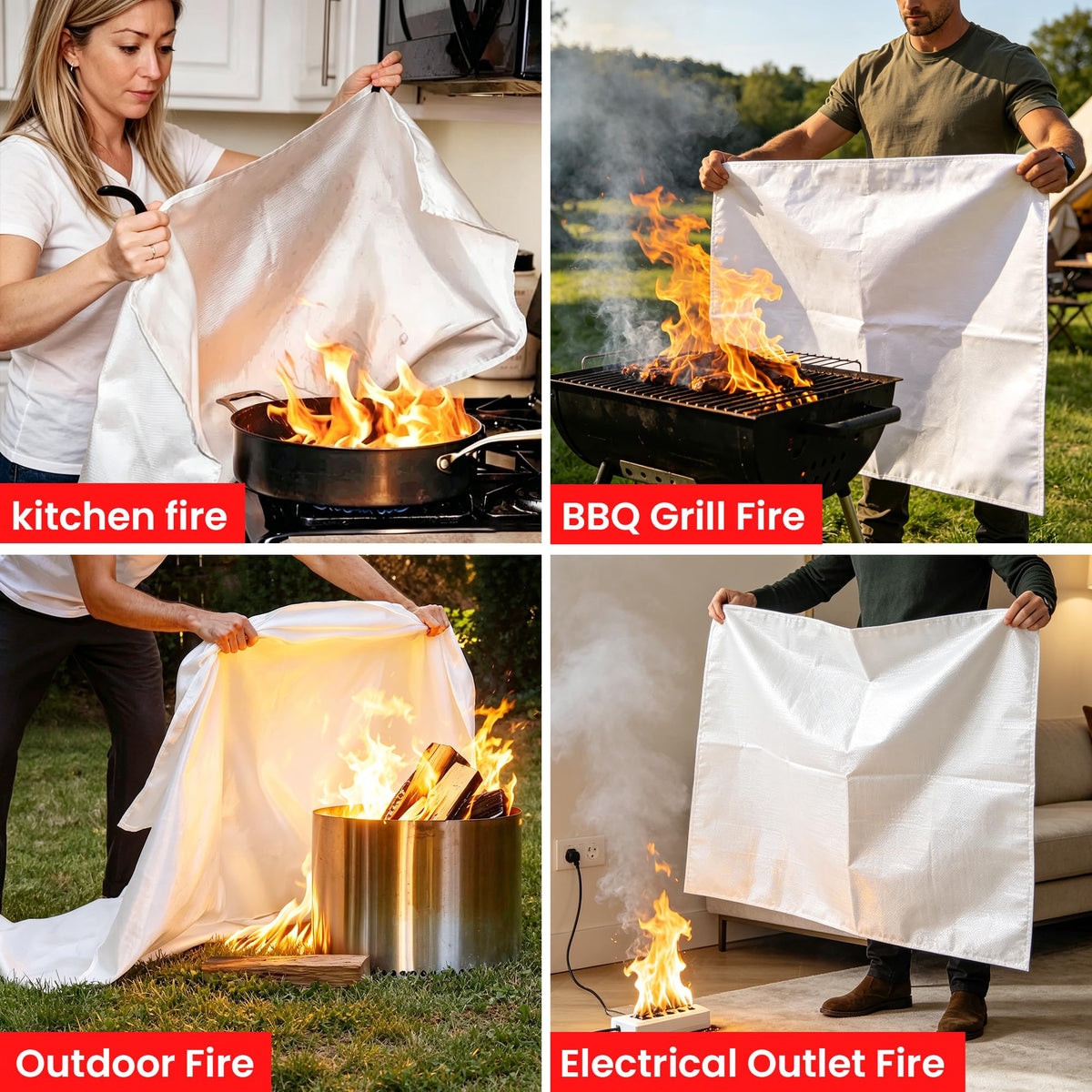 40" x 40" 4 Pack Fire Blanket V37613