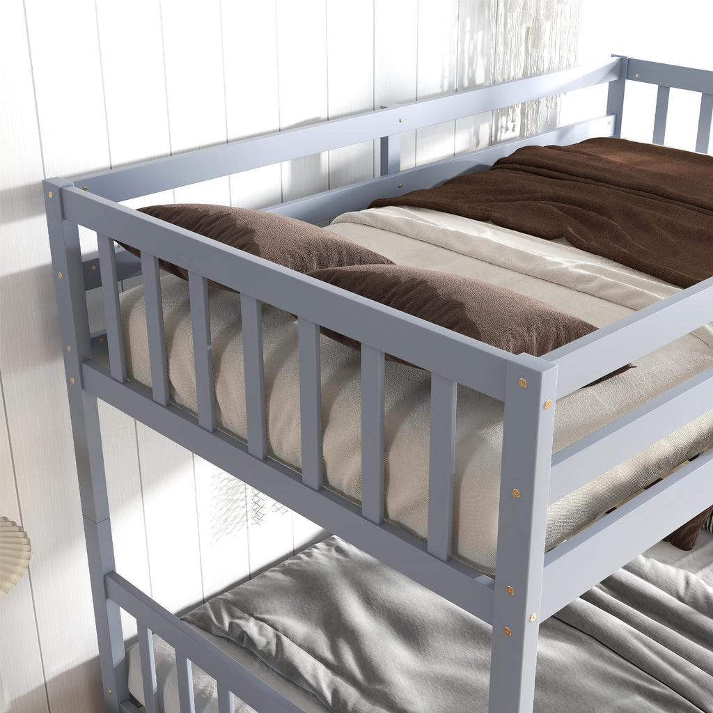 Twin Over Twin Bunk Bed with Storage Drawers Grey N407