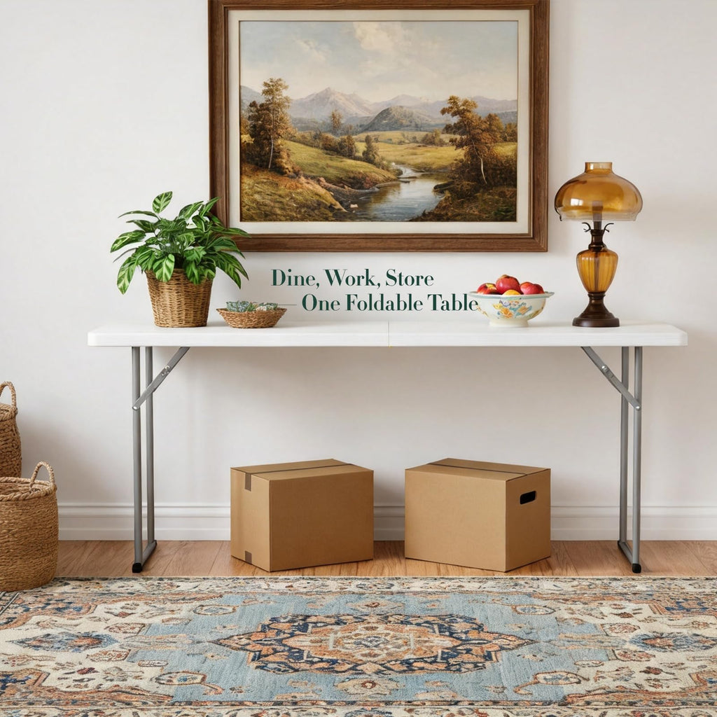 6 ft Narrow Folding Table with Handle & Safety Locks P146