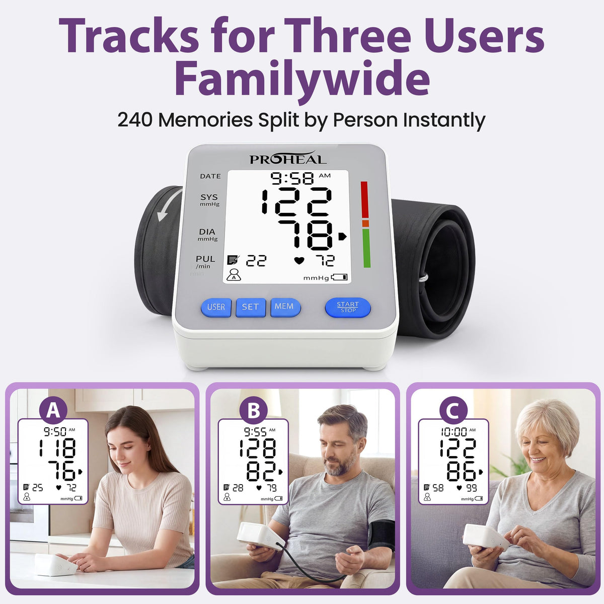 Talking Blood Pressure Monitor with Upper Arm Cuff, Backlit Display, Carry Bag B15607