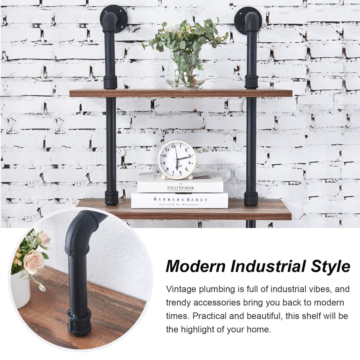 6 Tier Industrial Pipe Bookshelf D38970