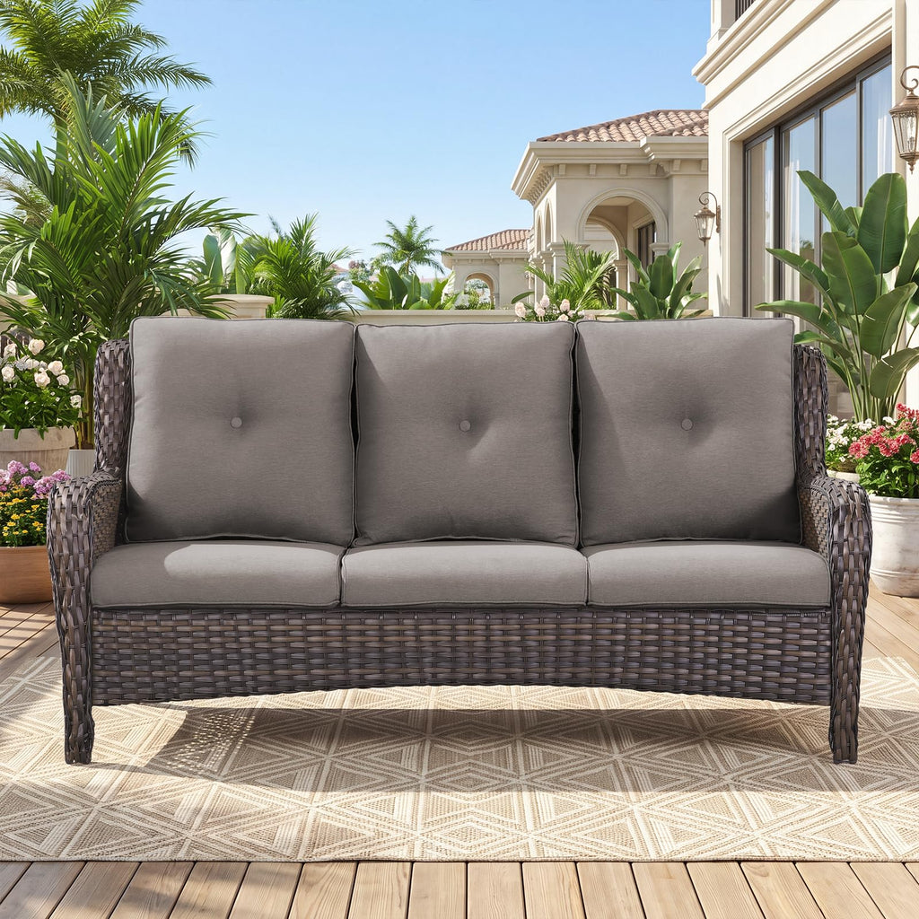3-Seater PE Wicker Patio Sofa K65597