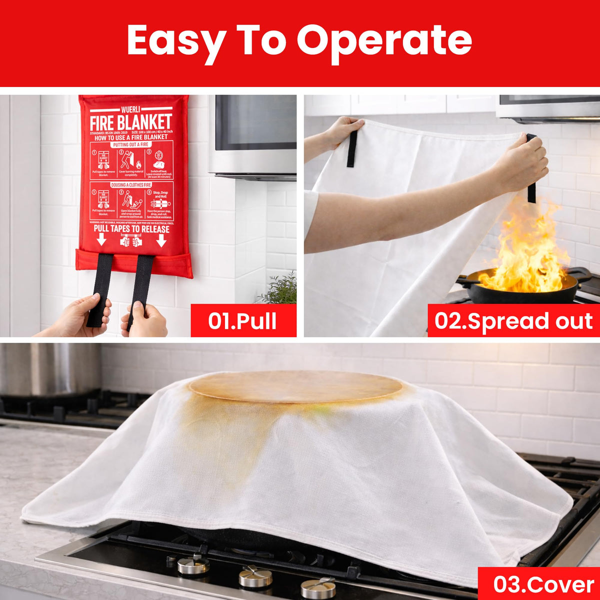 40" x 40" 4 Pack Fire Blanket V37613