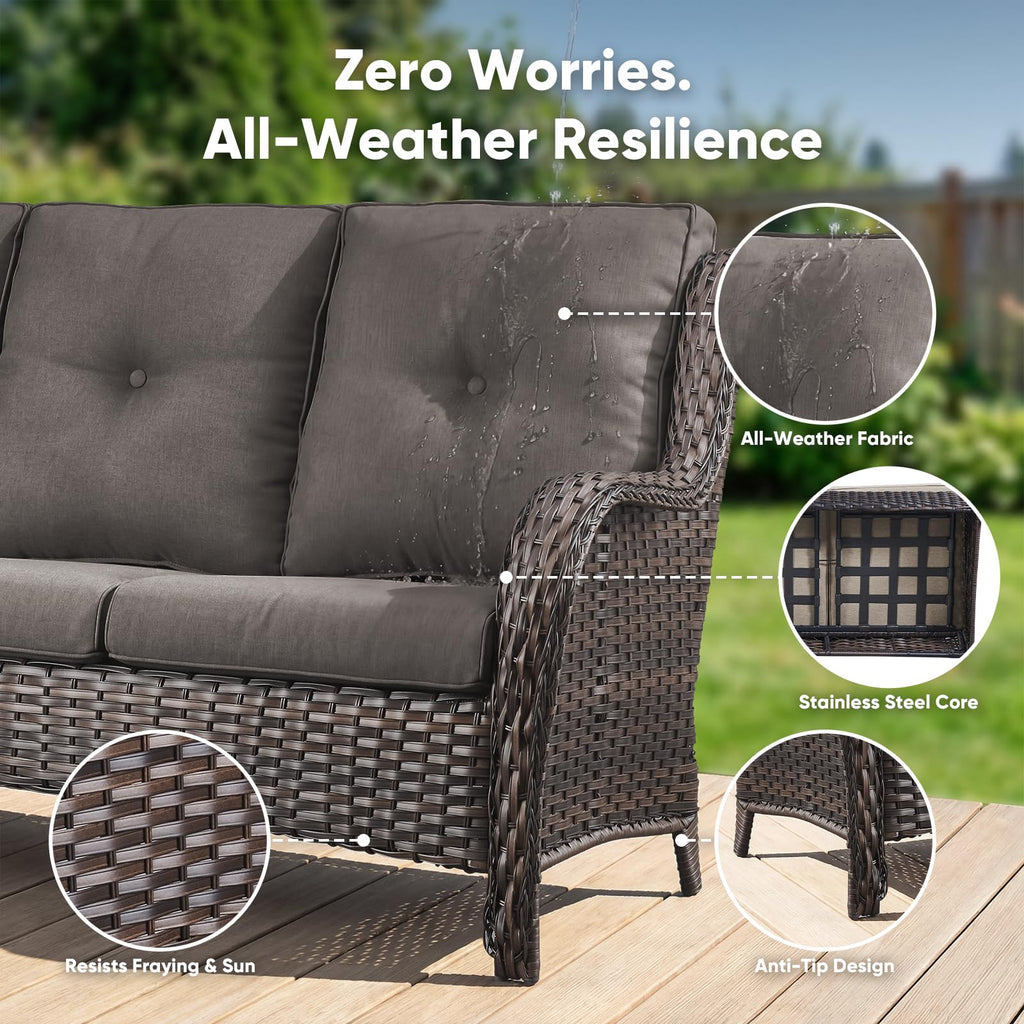 3-Seater PE Wicker Patio Sofa K65597