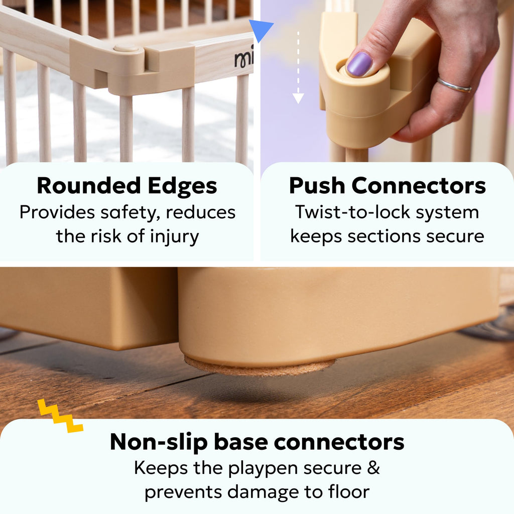 Foldable Wooden Baby Playpen with Gate H2946