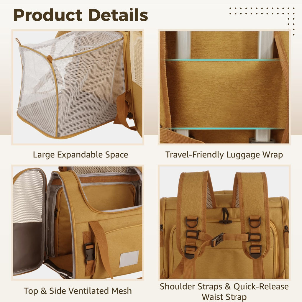 Expandable Pet Backpack Carrier with Ventilated Mesh Top X96128