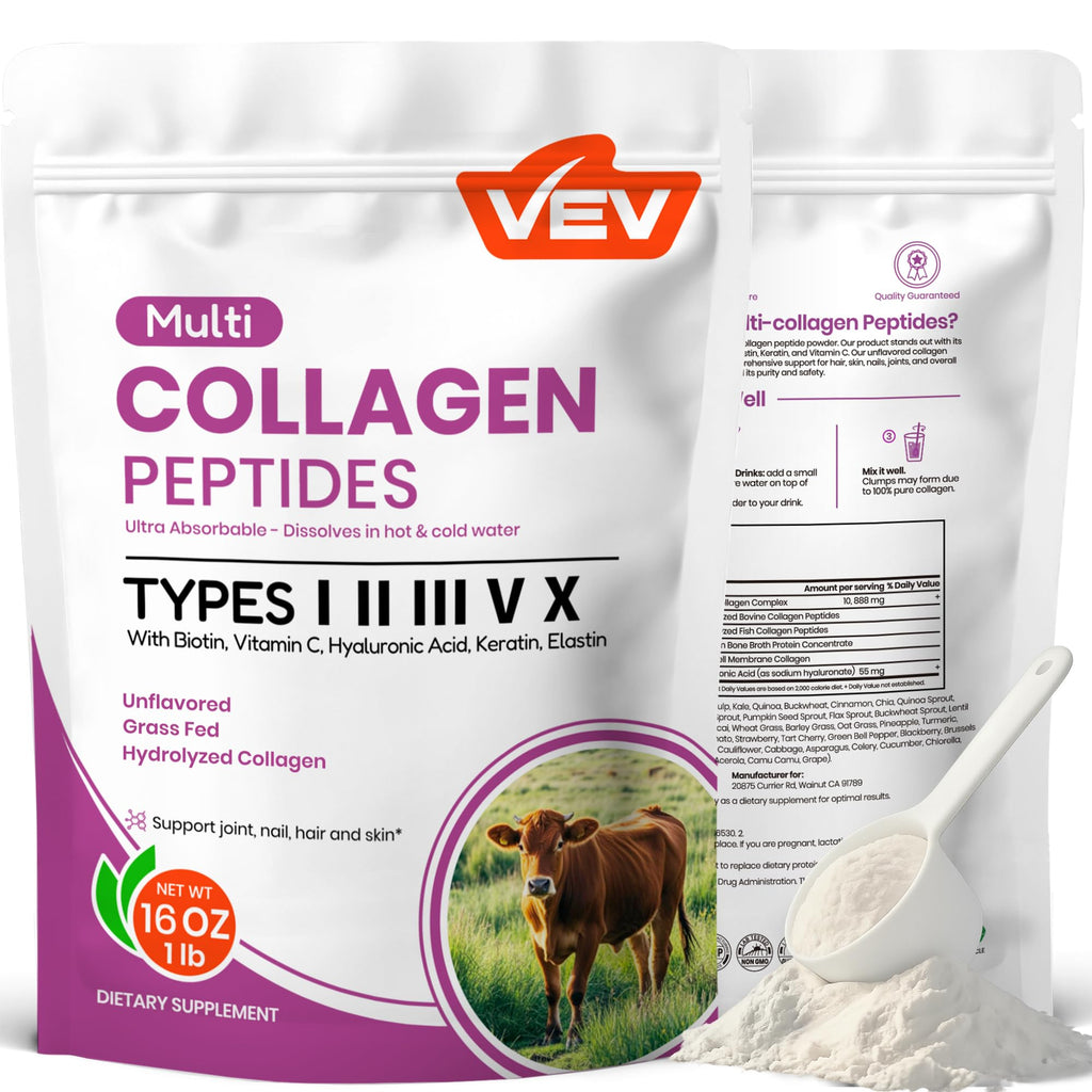 Multi Collagen Peptides Powder Types I II III V X 41 Servings H935