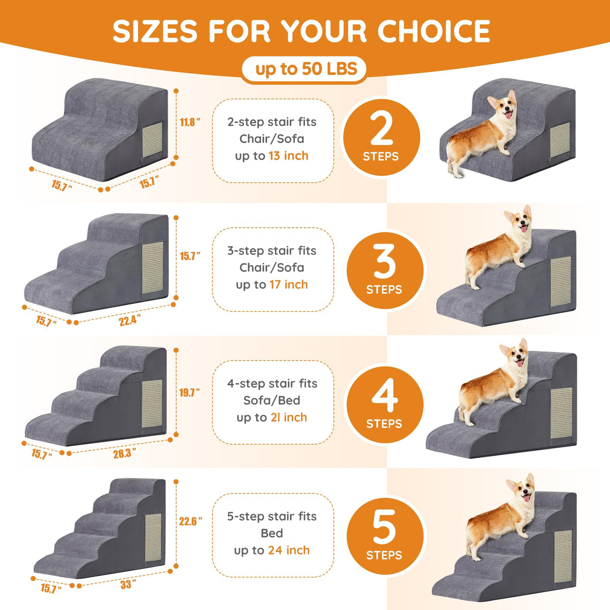 Dog Stairs 2-Step Grey O126441