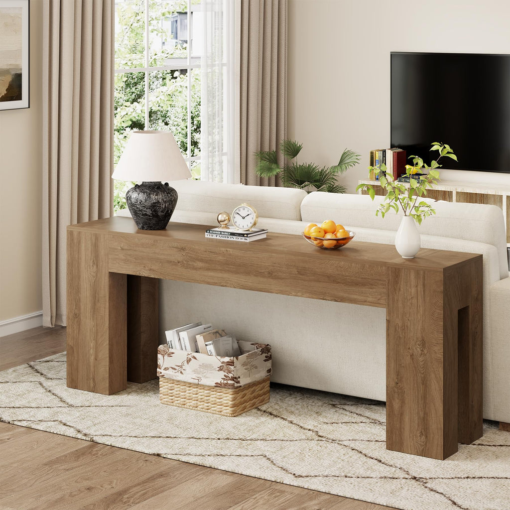 79-Inch Natural Oak Sofa Console Table D137558