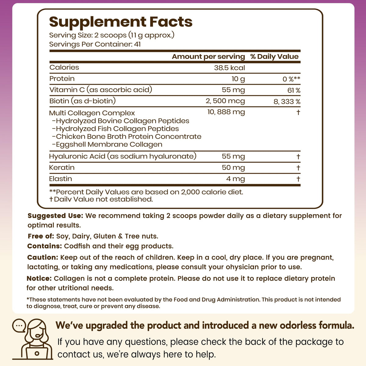 Multi Collagen Peptides Powder Types I II III V X 41 Servings H935