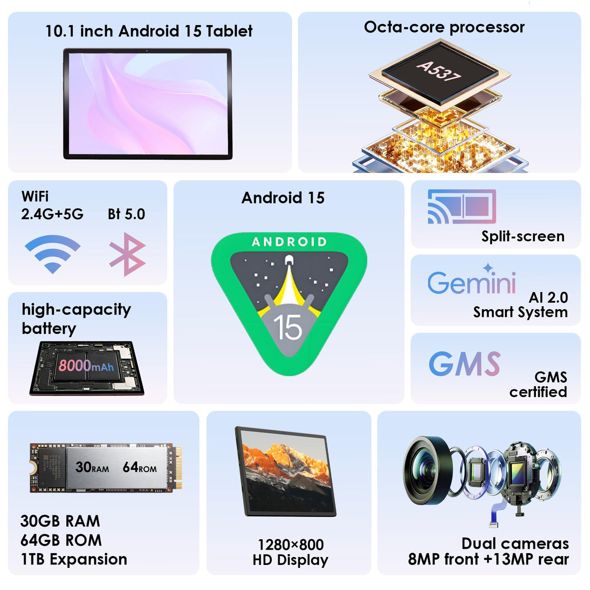 Android 15 Tablet 10.1 inch with Drop-proof Case Z480699