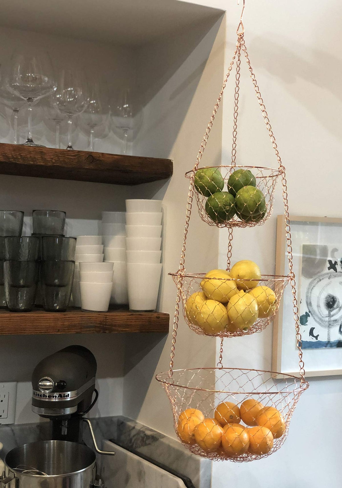 3-Tier Copper Hanging Fruit Baskets B35536
