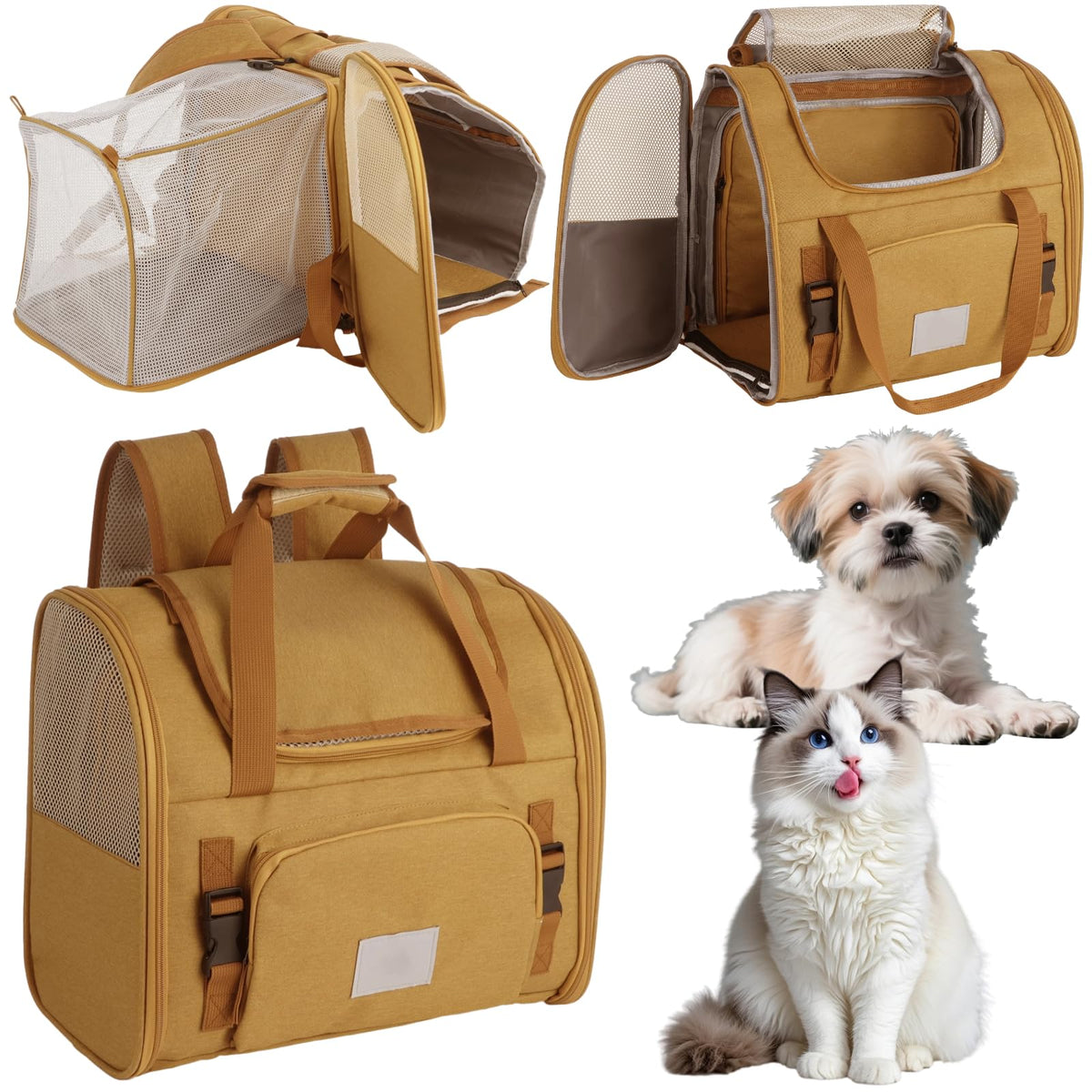 Expandable Pet Backpack Carrier with Ventilated Mesh Top X96128